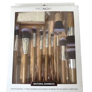 Bamboo Makeup Brush Set 11 Piece Professional Eco w/Premium Synthetic Bristles